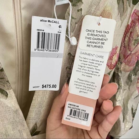 Alice McCall Salvatore Metallic Floral Mini Dress Gold Size 0 NWT - Picture 8 of 14